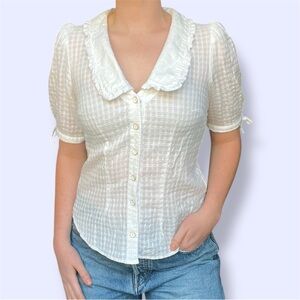 Anthropologie Maeve Roswell Collared Blouse 100% Cotton
